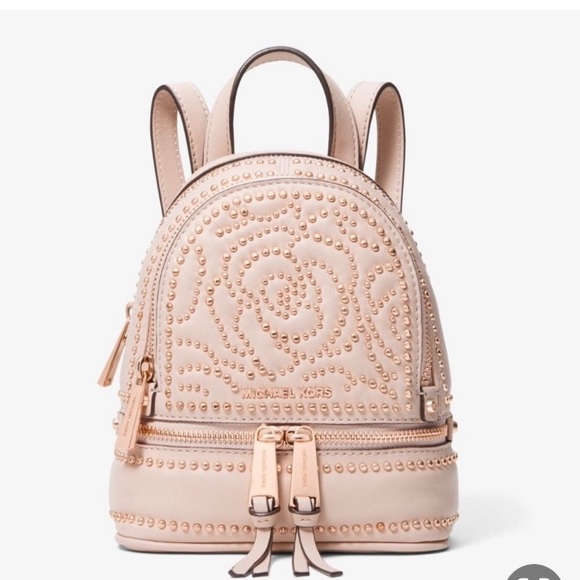 Michael Kors Rhea mini rose studded leather backpack - Picture 2 of 13